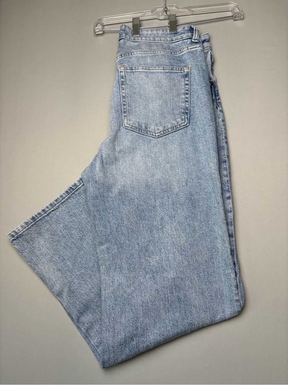 H&M Wide Leg Jeans Womens US 12 Light Wash High Rise Baggy Denim Pants 32x30